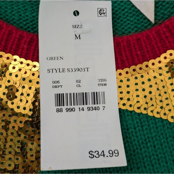 33 Degrees Christmas Elf Sweater Dress (Size M) Sequin - Picture 9 of 11